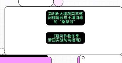 第8节：【大棚蔬菜草莓】闷棚清园与土壤消毒的&ldquo;桑拿浴&rdquo;，课程：《经济作物冬季清园&middot;实战防坑指南》#识农AI