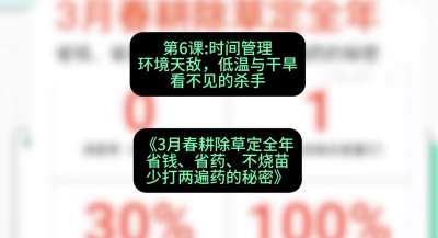 第6节：时间管理环境天敌，低温与干旱&mdash;&mdash;看不见的杀手，课程：《3月春耕除草定全年：省钱、省药、不烧苗、少打两遍药的秘密》